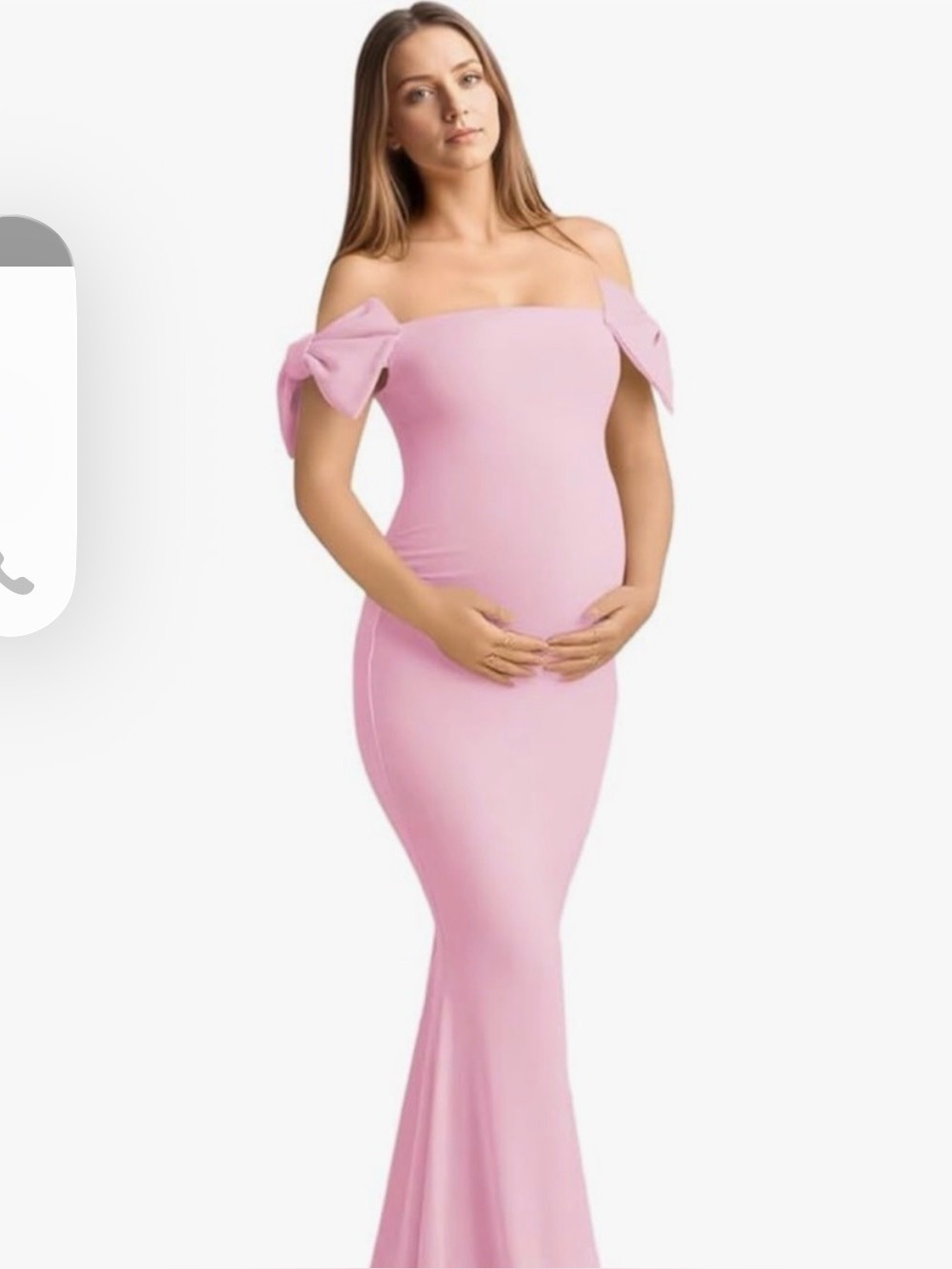Maternity Light Pink Off-Shoulder Knot Sleeve Dress - new with tags!!